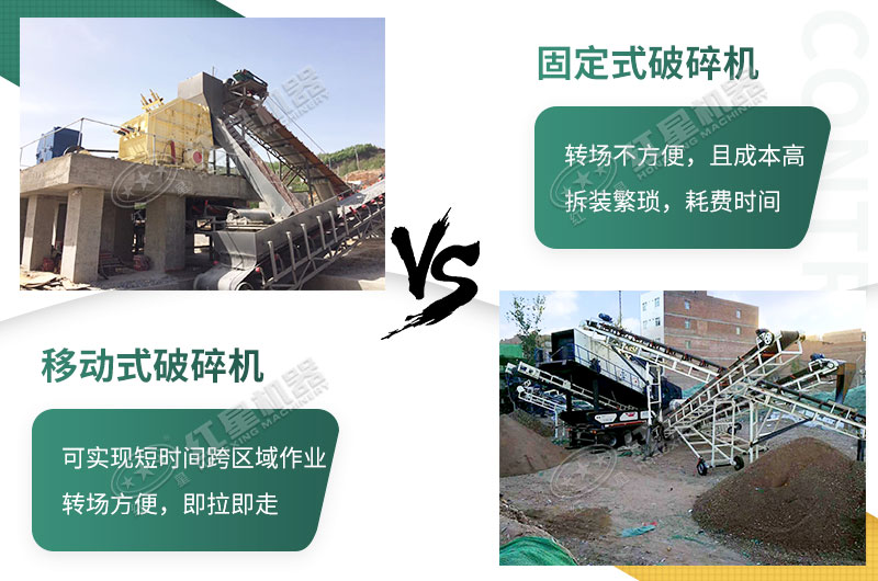 流動(dòng)粉碎石機(jī)，可以隨時(shí)轉(zhuǎn)場停車生產(chǎn)的破碎生產(chǎn)線